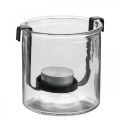 Floristik24 Žibinto stiklas su arbatinės žvakidės laikikliu juodo metalo Ø9×H10cm