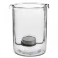 Floristik24 Žibinto stiklas su arbatinės žvakidės laikikliu juodo metalo Ø13,5×H20cm