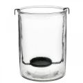 Floristik24 Žibinto stiklas su arbatinės žvakidės laikikliu juodo metalo Ø13,5×H20cm