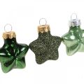 Floristik24 Mini kalėdinės eglutės dekoracijos mišrainės žalio stiklo kalėdinių papuošimų asorti 4cm 12vnt