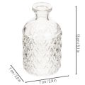 Stiklinis butelis su rombo raštu, dekoratyvinis butelis, vaza, mažas, 13 cm, 6 vnt. | Floristik24.lt