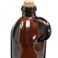 Floristik24 Stiklinis butelis vintage su kamščiu ir rankena ruda Ø7,5 cm H22cm