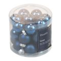 Mini kalėdiniai rutuliai stikliniai mėlyni stikliniai rutuliai Ø2,5cm 20vnt