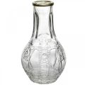 Floristik24 Stiklinė vaza, krištolo išvaizda, gėlių vaza su auksiniu apvadu Ø6,5cm H11,5cm