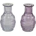 Floristik24 Stiklinės vazos mini vazos šviesiai violetinės violetinės retro stiliaus H13cm 2vnt