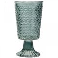 Floristik24 Žibintas su kojele, puodelio stiklas, dekoratyvinis stiklas pilkas Ø10cm H18,5cm