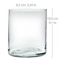 Floristik24 Apvali stiklo vaza, skaidraus stiklo cilindras Ø9cm H10,5cm