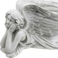 Floristik24 Kapo angelas su augaliniu dubeniu Paukščių vonios angelas guli 39×18×18cm
