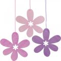 Floristik24 Dekoratyvinis gėlių medinis pakabukas medinė gėlė violetinė/rožinė/rožinė Ø12cm 12vnt