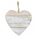Širdelė pagaminta iš medžio, dekoratyvinė širdelė pakabinimui, širdelė deko balta 20cm