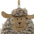 Velykinė puošmena avių kabykla medinė pūkuota 8,5×1,5×20cm 6vnt