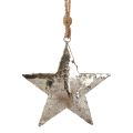 Pakabinama dekoracija žvaigždė metalinė kalėdinė dekoracija sidabrinė 15,5cm 3vnt