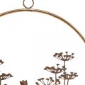 Floristik24 Sienų puošmena gėlės metalinė dekoracija pakabinimui auksinė senovinė Ø38cm