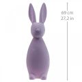 Floristik24 Deco Bunny Deco Velykų zuikis Flocked Alyvinė Violetinė Aukštis 69cm