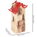 Keraminė namelio dekoracija su raudonu stogu, šviečiantis namelis, 15 cm, 2 vnt. | Floristik24.lt