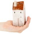 Keraminė namelio dekoracija su kaminu, arbatinė žvakutė, ruduo ir žiema, 13 cm, 2 vnt. | Floristik24.lt