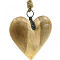 Floristik24 Medinė širdelė, dekoratyvinė širdelė pakabinimui, širdies puošmena H19cm