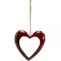 Floristik24 Širdelė pagaminta iš medžio, deko širdelė pakabinama, širdelė dekoruota raudona H15cm