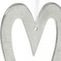 Floristik24 Dekoratyvinė širdelė sidabrinei aliuminio vestuvių dekoracijai pakabinti 22 × 12cm