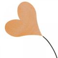 Floristik24 Stalo dekoravimo širdelės vestuvinės, širdelės puošmenos metalinės oranžinės/geltonos H40cm 3vnt
