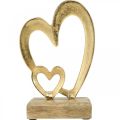 Floristik24 Metalinės širdelės Stalo puošmena Valentino dienos vestuvių dekoracija Auksinė natūrali H19cm