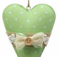 Floristik24 Širdies kabykla metalinė laimo žalia, balta asorti H11cm 4vnt