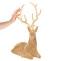 Dekoratyvinė gulinčio elnio figūrėlė su ragais, pūkuota puošyba, 58 cm | Floristik24.lt