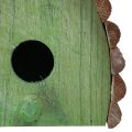 Floristik24 Pakabinamas dekoratyvus paukščių namelis su apvaliu stogu medinis žalias rudas 16,5×10×17 cm