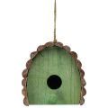 Floristik24 Pakabinamas dekoratyvus paukščių namelis su apvaliu stogu medinis žalias rudas 16,5×10×17 cm