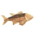 Floristik24 Medinė žuvies tikmedžio medžio apdaila žuvies stalo apdaila mediena 63cm