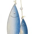 Floristik24 Medinės žuvies dekoratyvinės pakabos žuvis mėlyna balta 11,5/20cm rinkinys 2 vnt