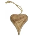 Floristik24 Medinis pakabukas su širdele širdelės medžio dekoracija pakabinimui 10cm 3vnt
