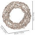 Medinis vainikas, dekoratyvinis vainikas, natūralios baltos spalvos, Ø30cm, aukštis 9.5cm | Floristik24.lt