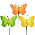 Floristik24 Mediniai drugeliai ant pagaliuko 3 spalvų asorti 8cm 24vnt