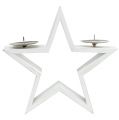 Floristik24 Medinė žvaigždė su 2x baltomis žvakidėmis