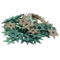 Floristik24 Išmėtytos medienos žvaigždės žalias, blizgučių puansetijų mišinys 4cm 72vnt