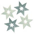 Floristik24 Medinės žvaigždės 4cm pilkos su blizgučiais 72vnt