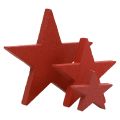 Floristik24 Medinių žvaigždučių puošmena išsklaidyta dekoracija kalėdinė raudona 3/5/7cm 29vnt
