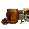 Floristik24 Medinis padėklas su 3 arbatinių žvakių stiklinėmis rudos, auksinės spalvos