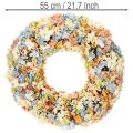 Dirbtinis hortenzijų vainikas, spalvingas, durims ir sienai, 55 cm | Floristik24.lt