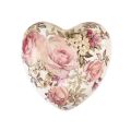 Floristik24 Keramikinė dekoratyvinė širdelė su rožėmis keramika stalui 10,5cm