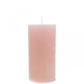 Floristik24 Stulpinės žvakės dažytos rožine spalva 50×100mm 4vnt