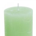 Floristik24 Stulpinės žvakės šviesiai žalios spalvos 70×100mm 4vnt