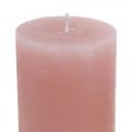 Floristik24 Stulpinės žvakės dažytos rožine spalva 70×100mm 4vnt