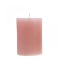 Floristik24 Stulpinės žvakės dažytos rožine spalva 70×100mm 4vnt