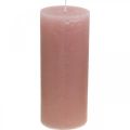 Floristik24 Stulpinės žvakės dažytos rožine spalva 85×200mm 2vnt