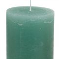 Floristik24 Stulpinės žvakės vienspalviai žalia 85×200mm 2vnt