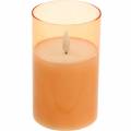 Floristik24 LED žvakė stiklinėje tikro vaško oranžinės spalvos Ø7,5cm H12,5cm