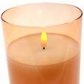 Floristik24 LED žvakė stiklinėje tikro vaško oranžinės spalvos Ø10cm H15cm