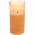 Floristik24 LED žvakė stiklinėje tikro vaško oranžinės spalvos Ø7,5cm H10cm